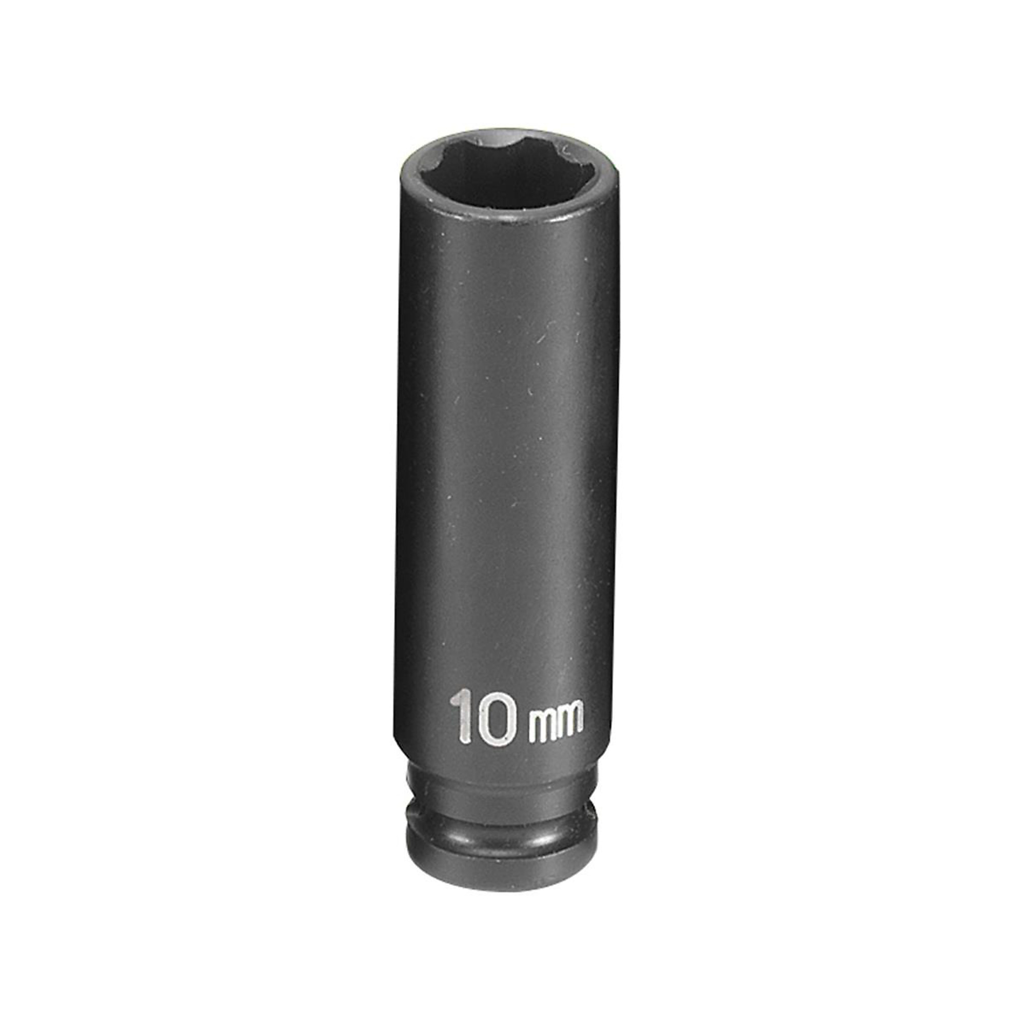 Grey Pneumatic Impact Socket — 10mm, 1/4in. Drive, 6-Point, Deep, Model# GRE910MDS